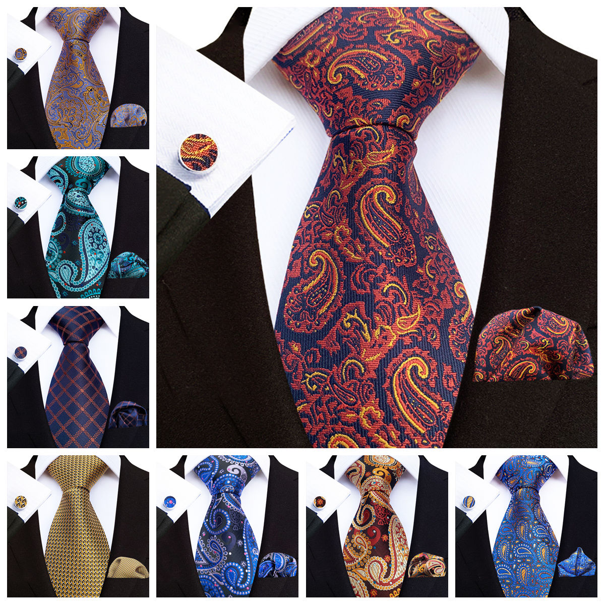Pocket Square Set - Set Dasi Pria Elegan Mewah Motif