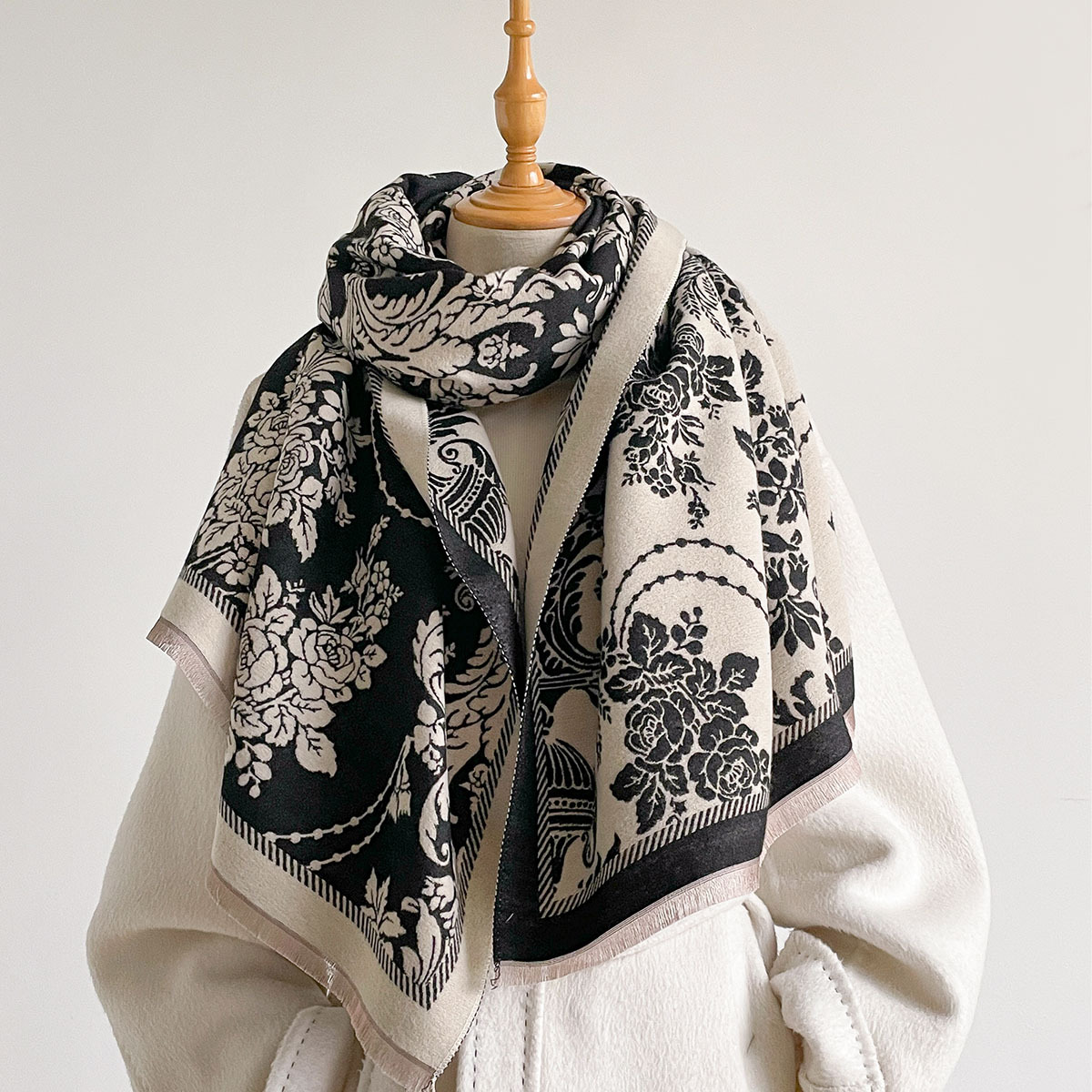 Pashmina Wrap Large - Syal Wanita Imitasi Kasmir Berumbai Tebal