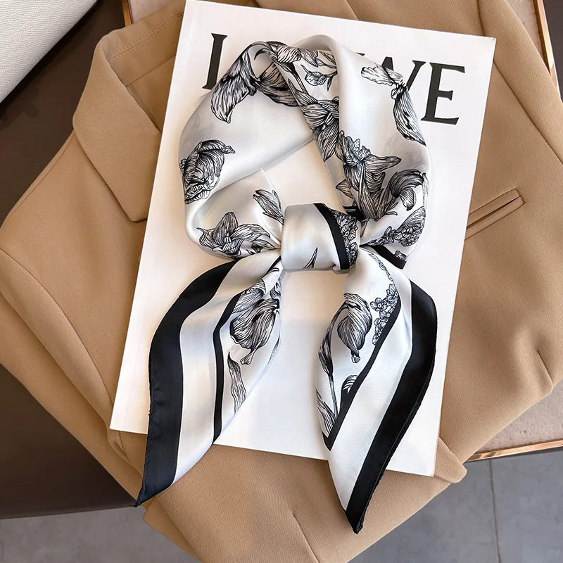 Scarf Silk Square - 70*70cm mewah motif bunga syal persegi