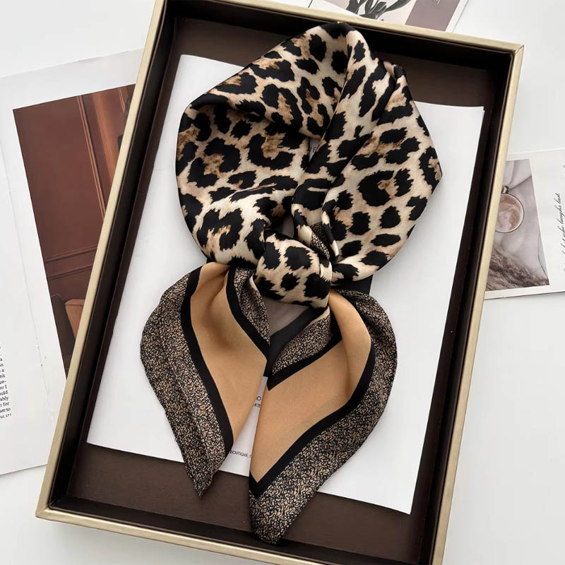 Head Wrap Turban - Syal Leher Satin Motif Leopard Mewah