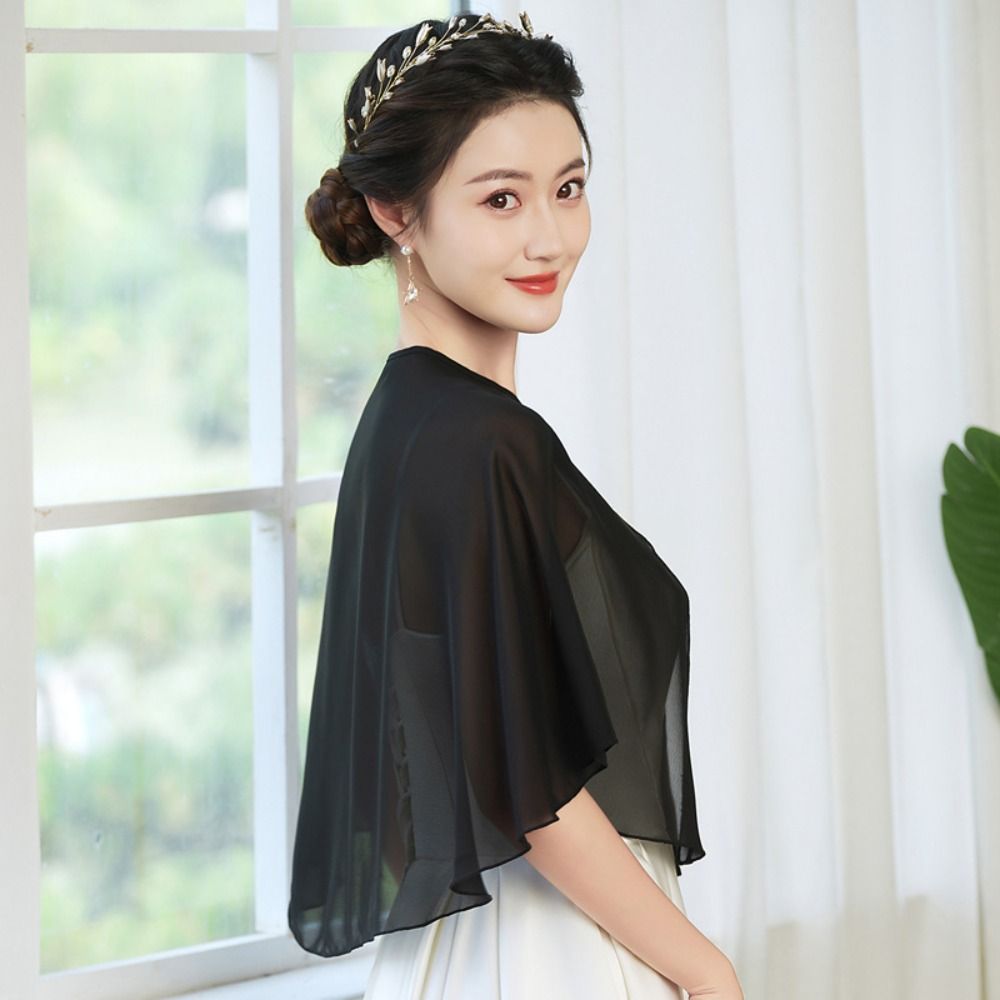 Capelet Chiffon Transparan Vin - Stole Wedding Shawl ulasan dan harga